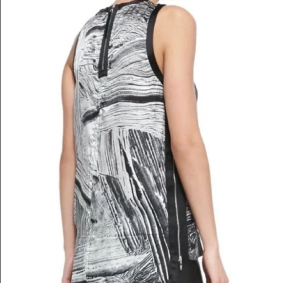 Helmut Lang Method Print Abstract Silk Satin Sleeveless Side Zipper Blouse Small - Picture 5 of 13